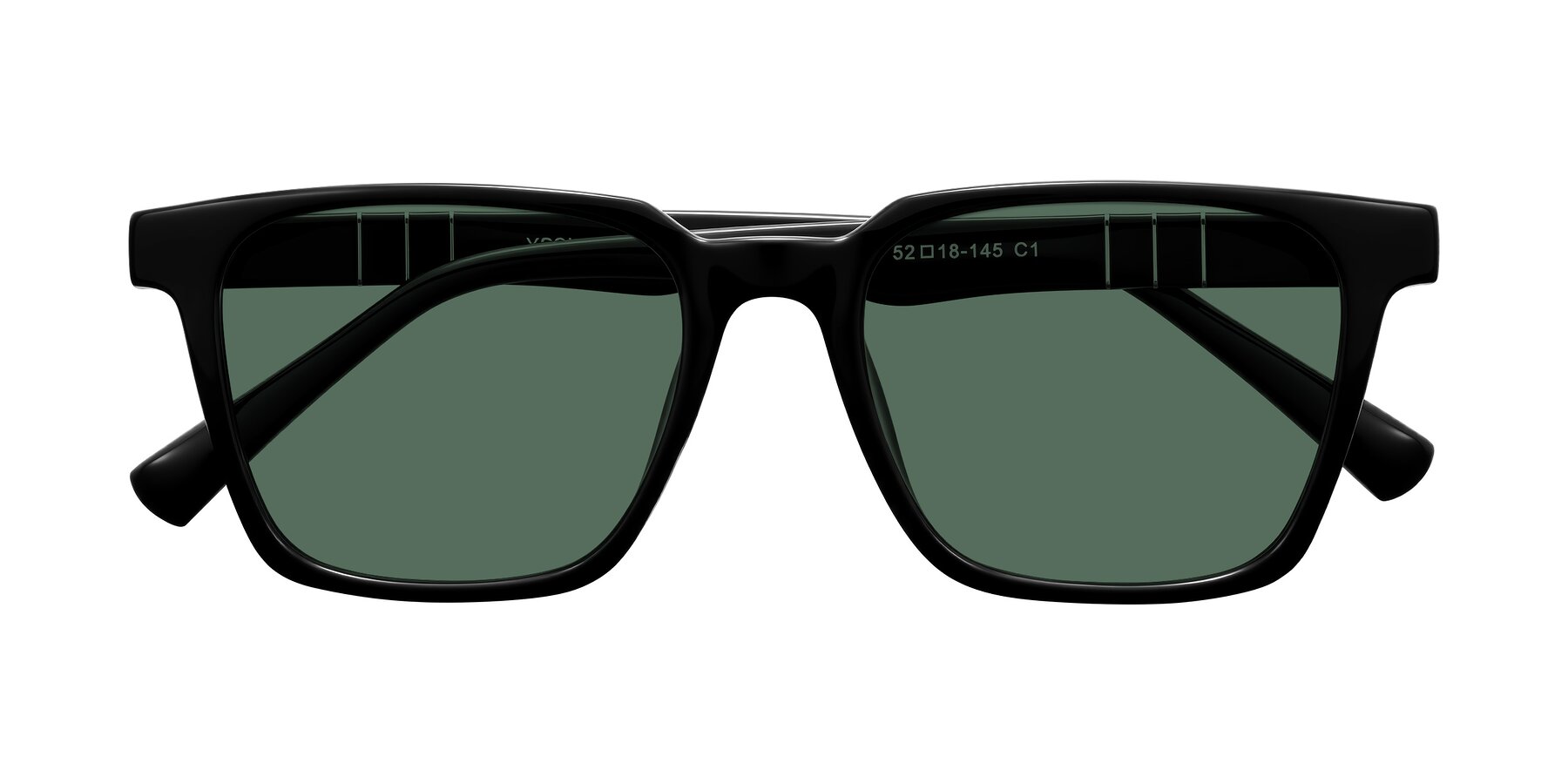 Folded Front of Doelum in Black with Green Polarized Lenses