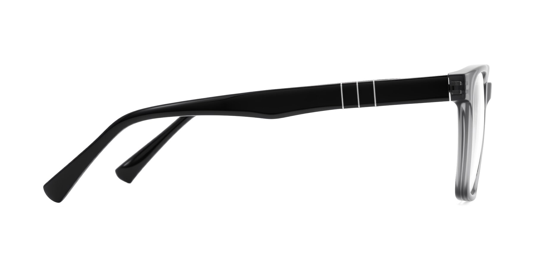 Side of Doelum in Gray/Black with Clear Reading Eyeglass Lenses