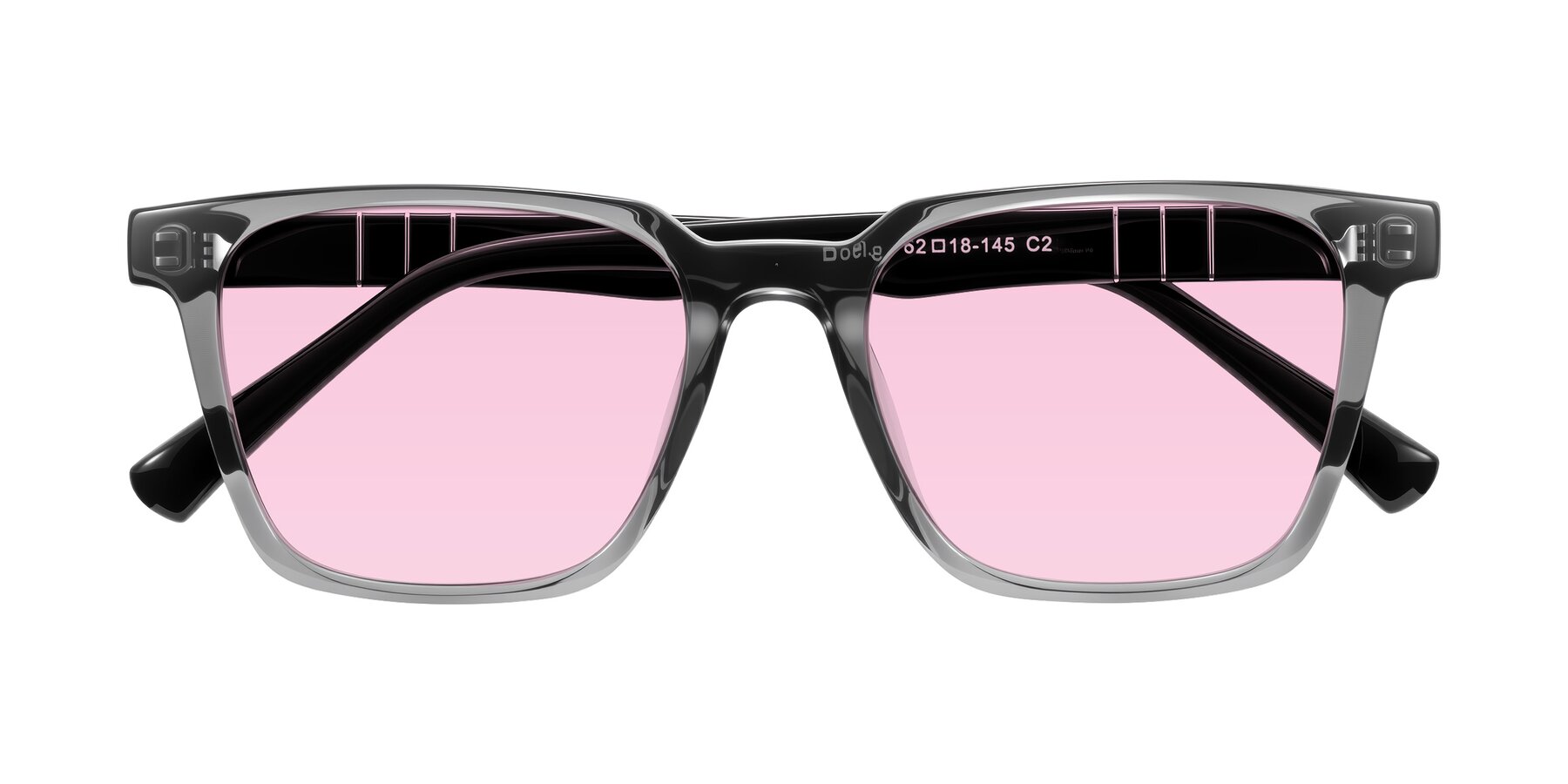 Folded Front of Doelum in Gray/Black with Light Pink Tinted Lenses