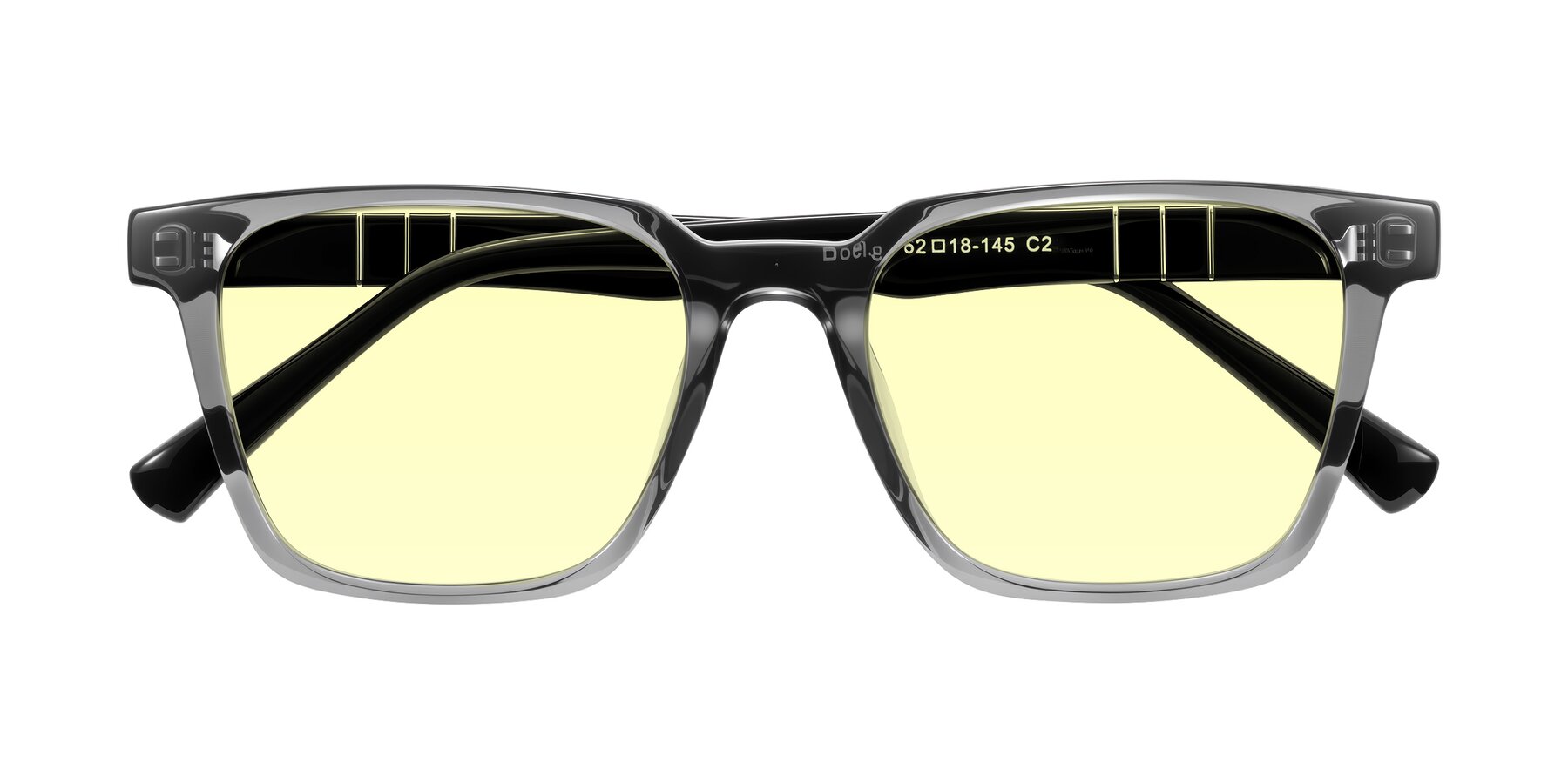 Folded Front of Doelum in Gray/Black with Light Yellow Tinted Lenses