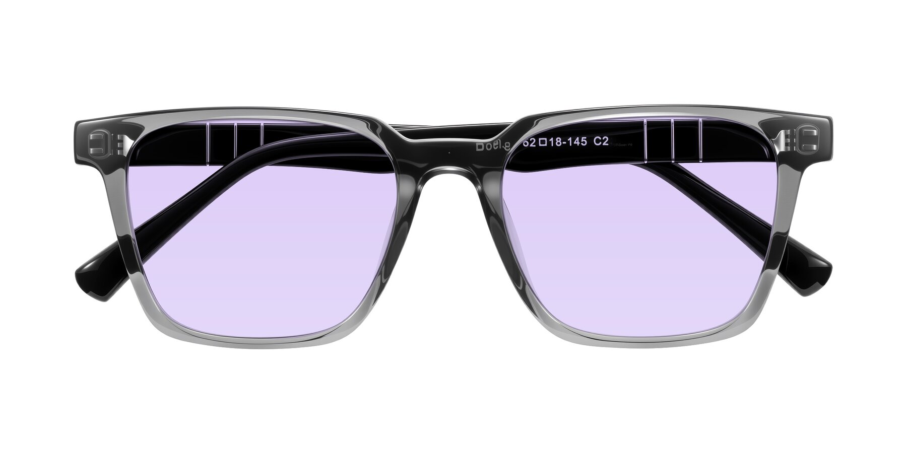 Folded Front of Doelum in Gray/Black with Light Purple Tinted Lenses