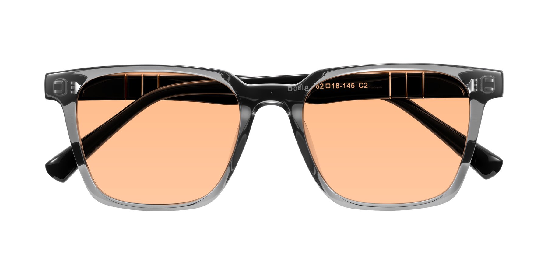 Folded Front of Doelum in Gray/Black with Light Orange Tinted Lenses