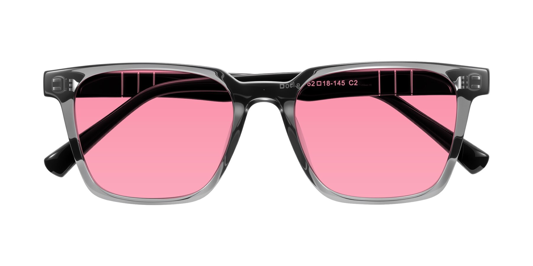 Folded Front of Doelum in Gray/Black with Pink Tinted Lenses