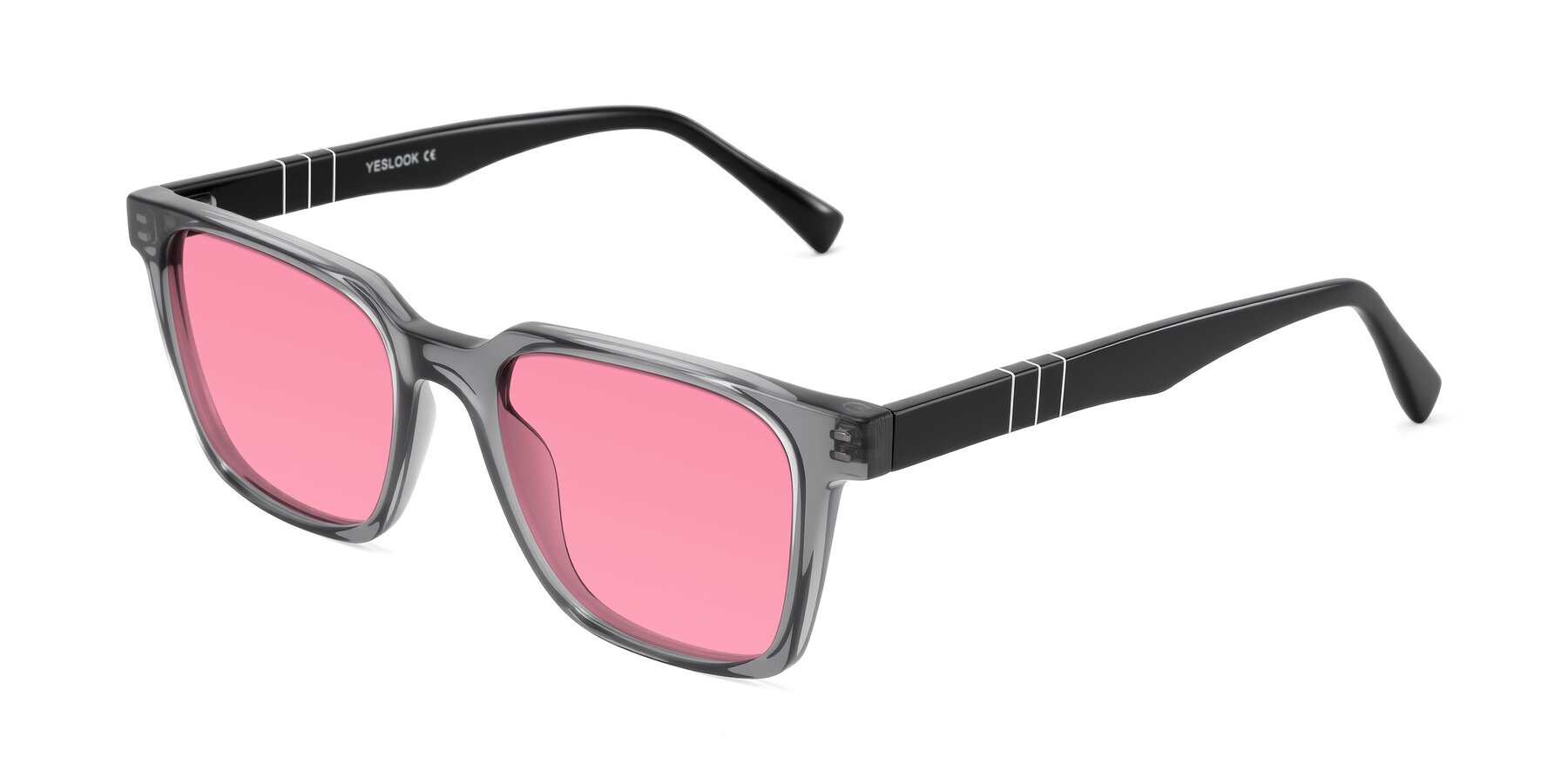 Angle of Doelum in Gray/Black with Pink Tinted Lenses
