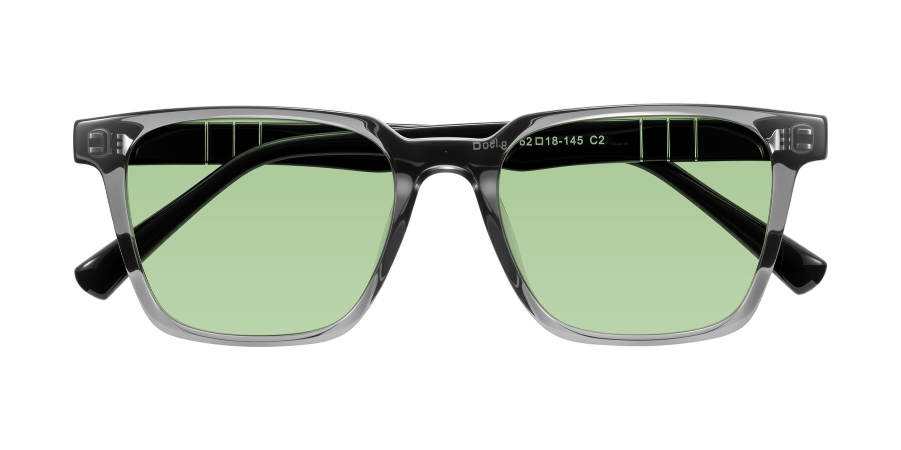 Folded Front of Doelum in Gray/Black with Medium Green Tinted Lenses