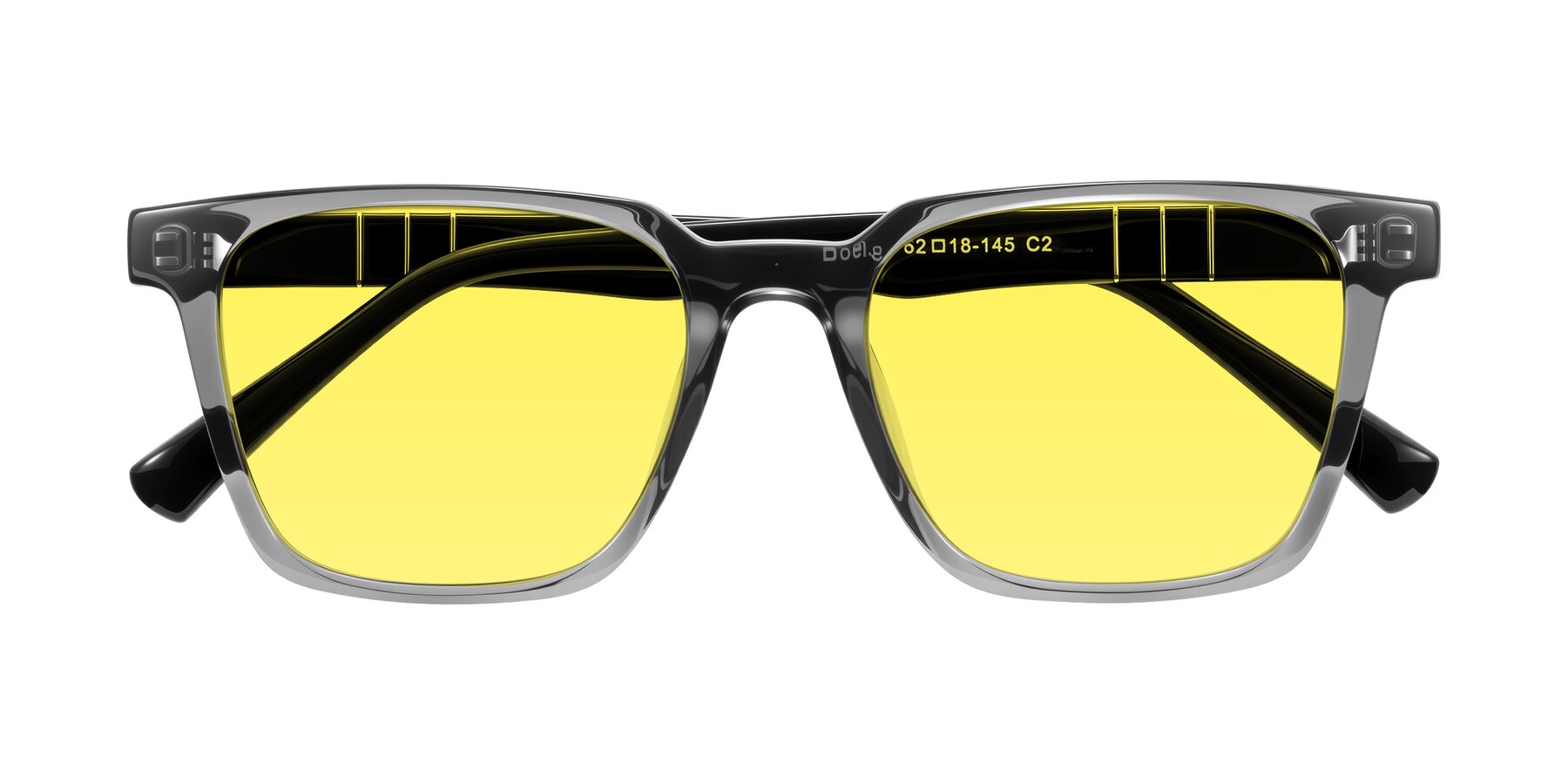 Folded Front of Doelum in Gray/Black with Medium Yellow Tinted Lenses