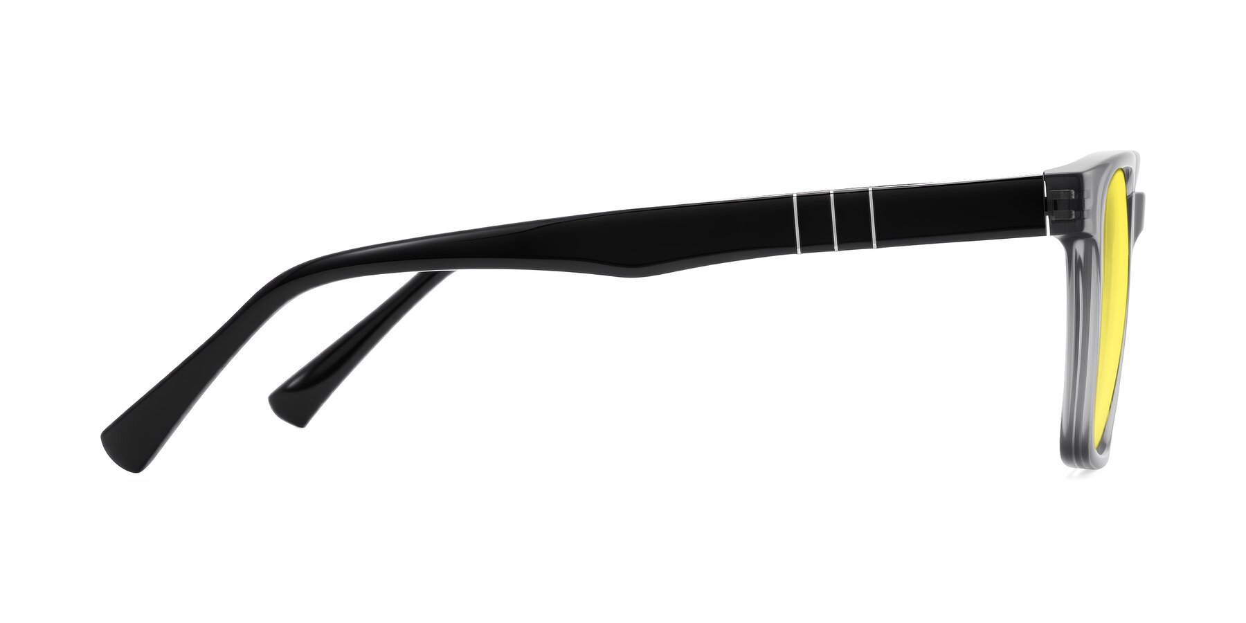 Side of Doelum in Gray/Black with Medium Yellow Tinted Lenses