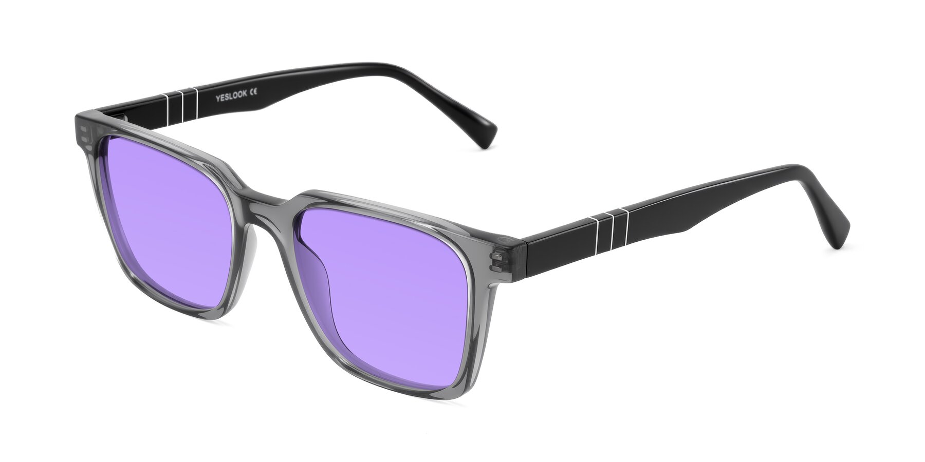 Angle of Doelum in Gray/Black with Medium Purple Tinted Lenses