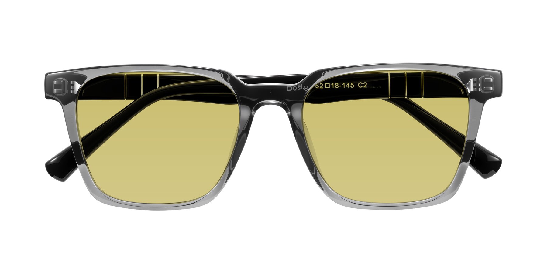 Folded Front of Doelum in Gray/Black with Medium Champagne Tinted Lenses
