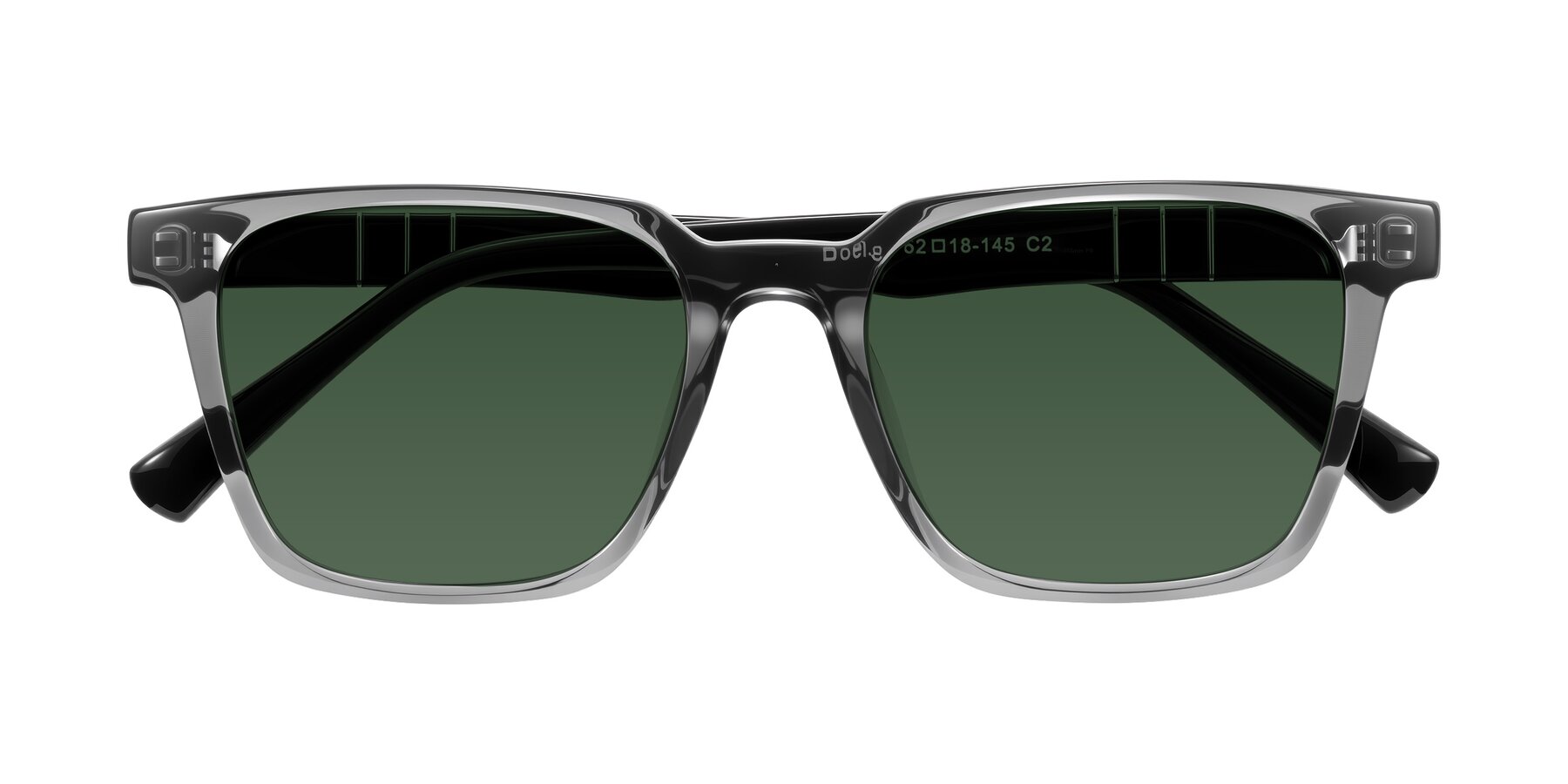 Folded Front of Doelum in Gray/Black with Green Tinted Lenses