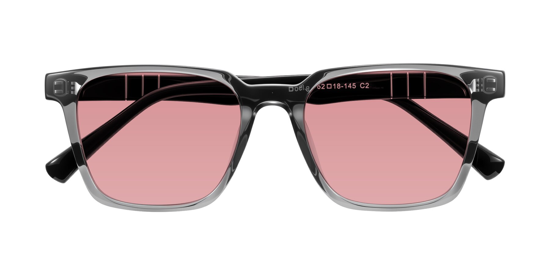 Folded Front of Doelum in Gray/Black with Medium Garnet Tinted Lenses
