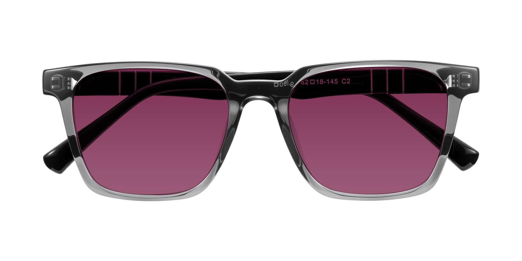 Folded Front of Doelum in Gray/Black with Wine Tinted Lenses