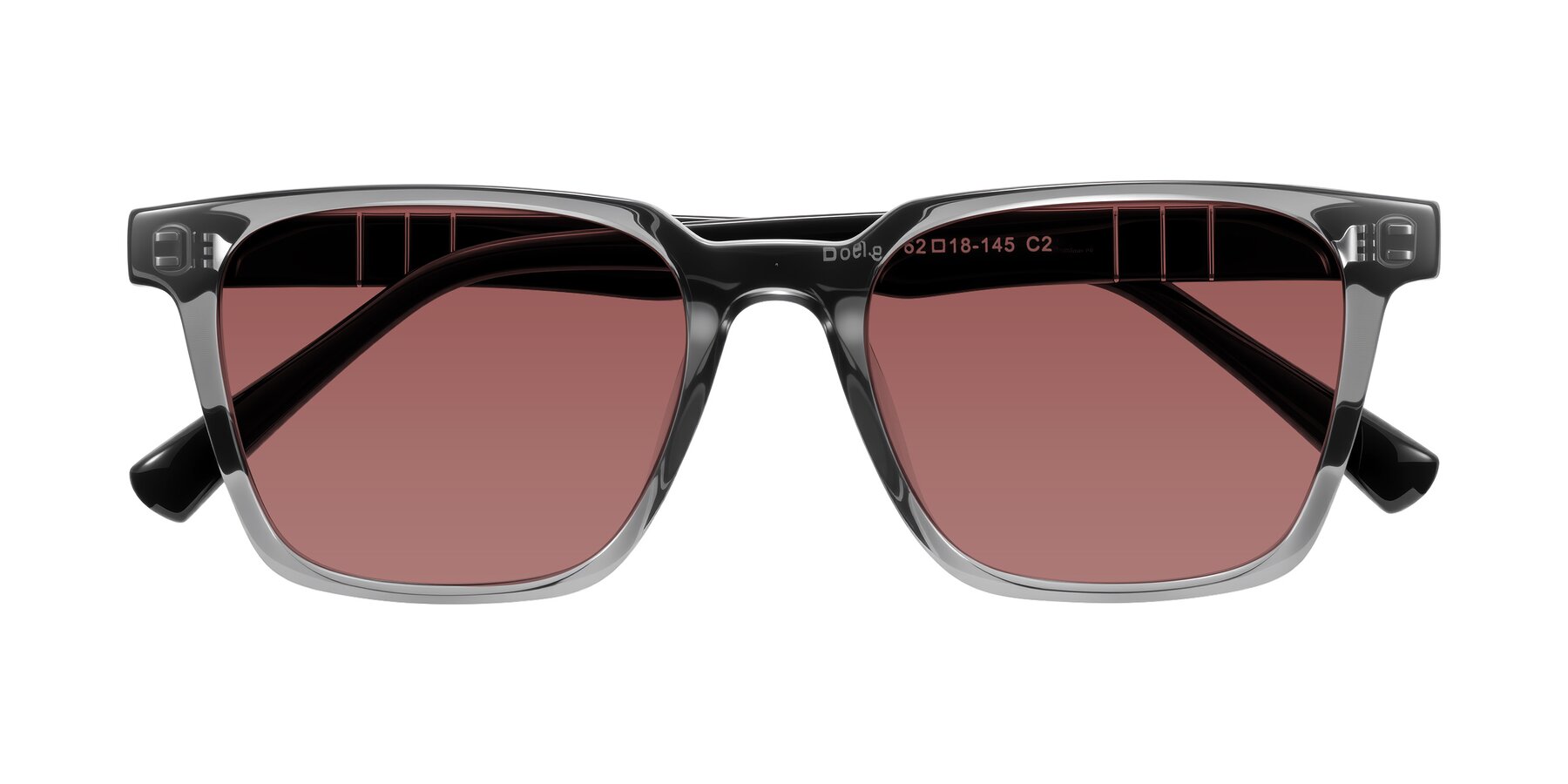 Folded Front of Doelum in Gray/Black with Garnet Tinted Lenses