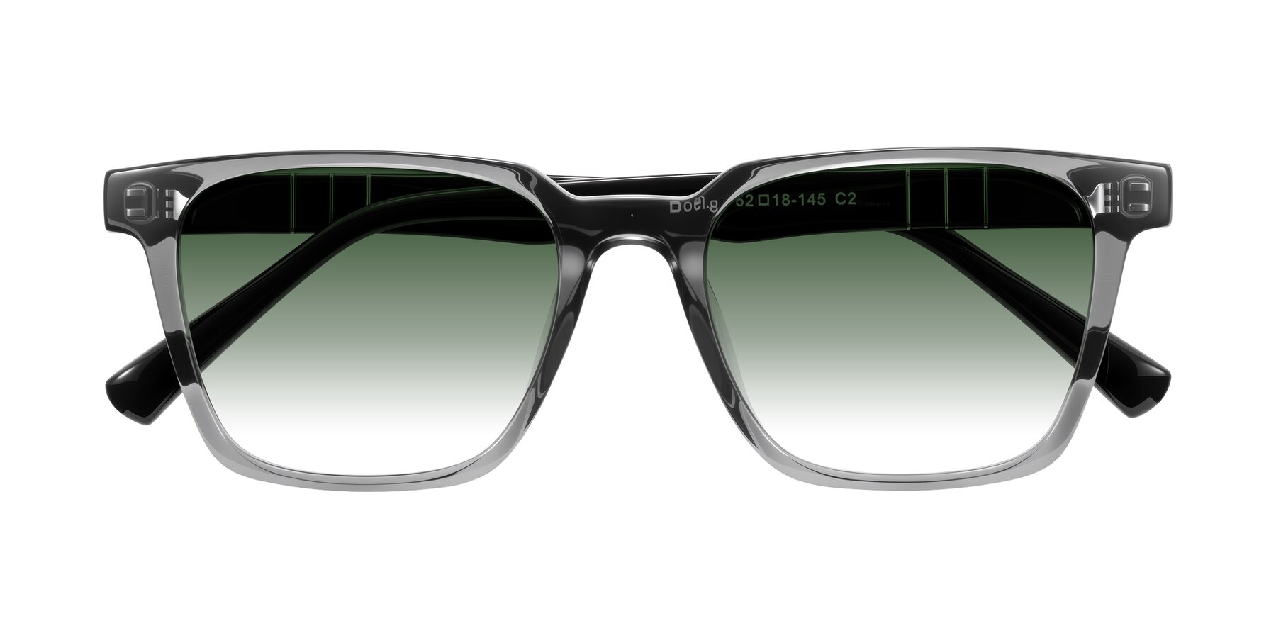 Folded Front of Doelum in Gray/Black with Green Gradient Lenses