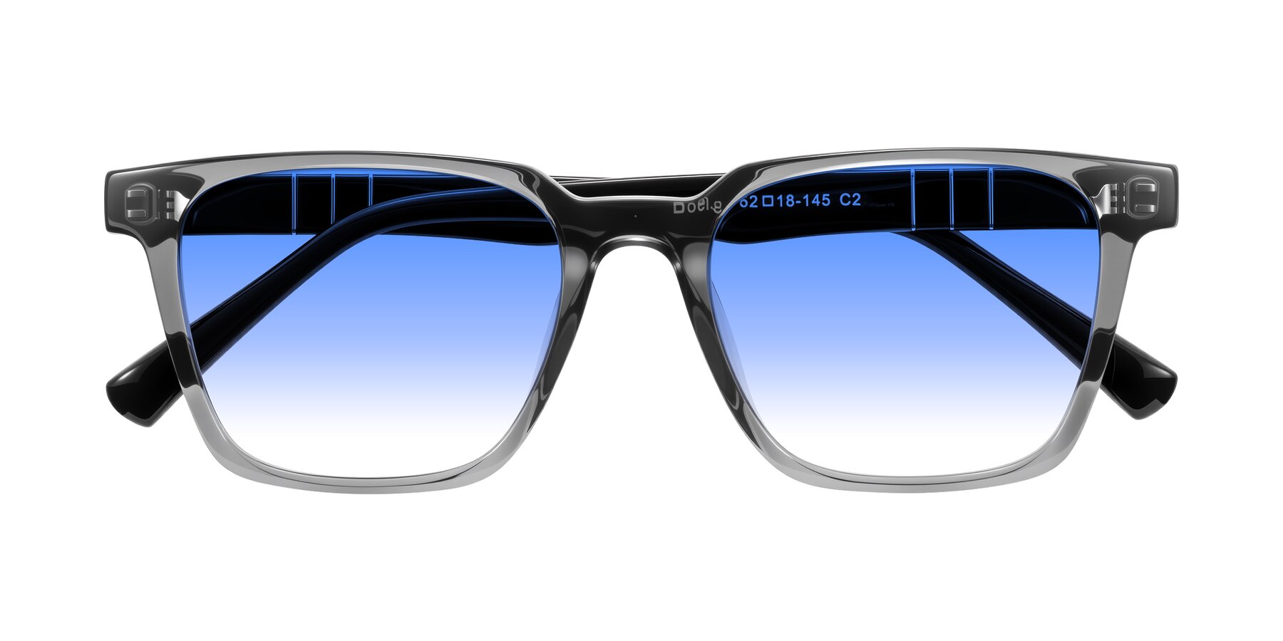 Folded Front of Doelum in Gray/Black with Blue Gradient Lenses