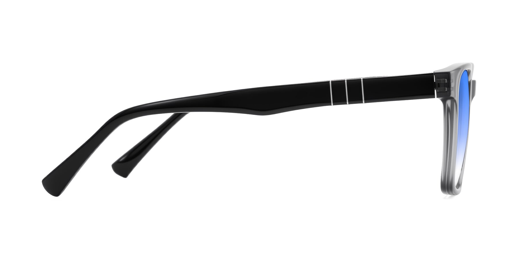 Side of Doelum in Gray/Black with Blue Gradient Lenses
