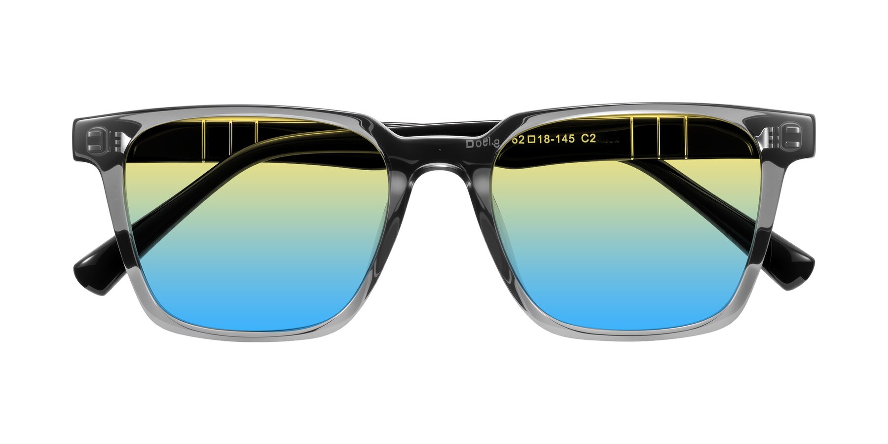 Folded Front of Doelum in Gray/Black with Yellow / Blue Gradient Lenses