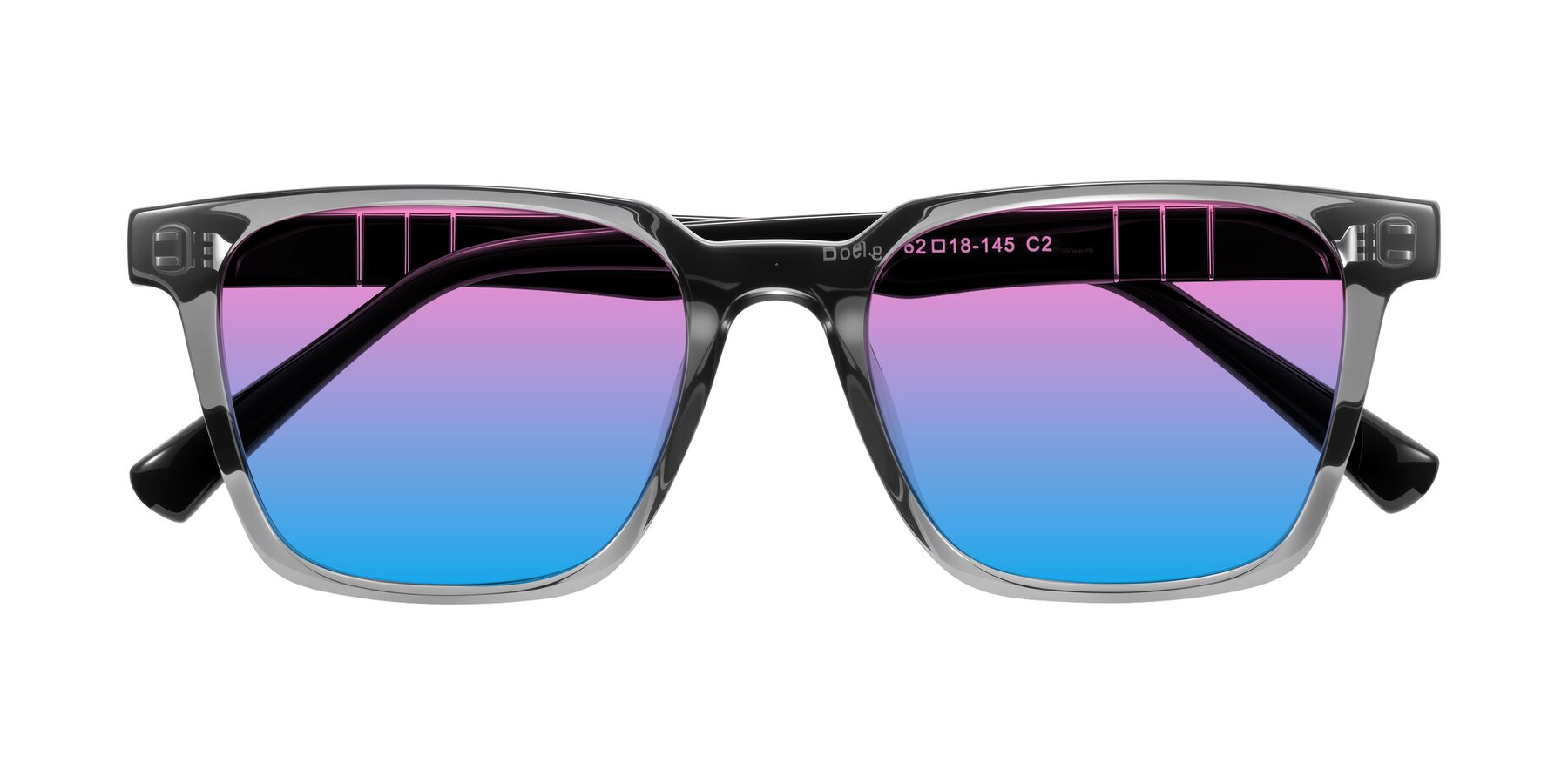 Folded Front of Doelum in Gray/Black with Pink / Blue Gradient Lenses