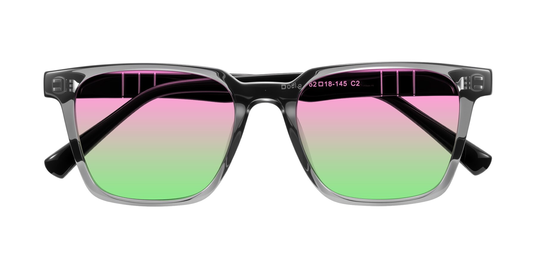 Folded Front of Doelum in Gray/Black with Pink / Green Gradient Lenses
