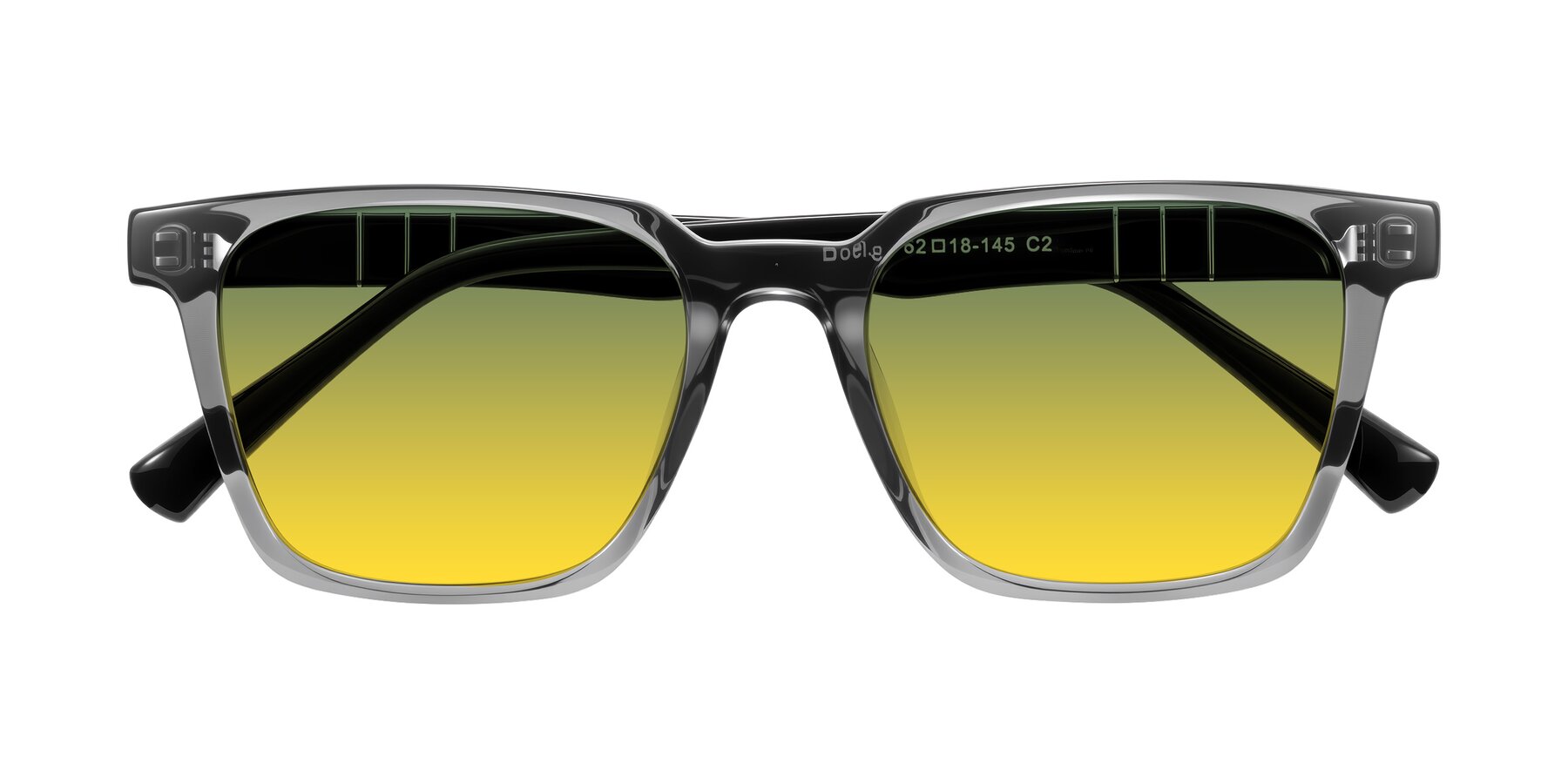 Folded Front of Doelum in Gray/Black with Green / Yellow Gradient Lenses