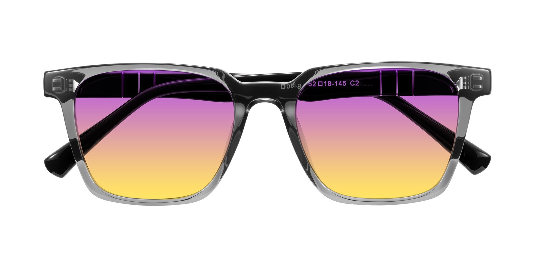 Folded Front of Doelum in Gray/Black with Purple / Yellow Gradient Lenses