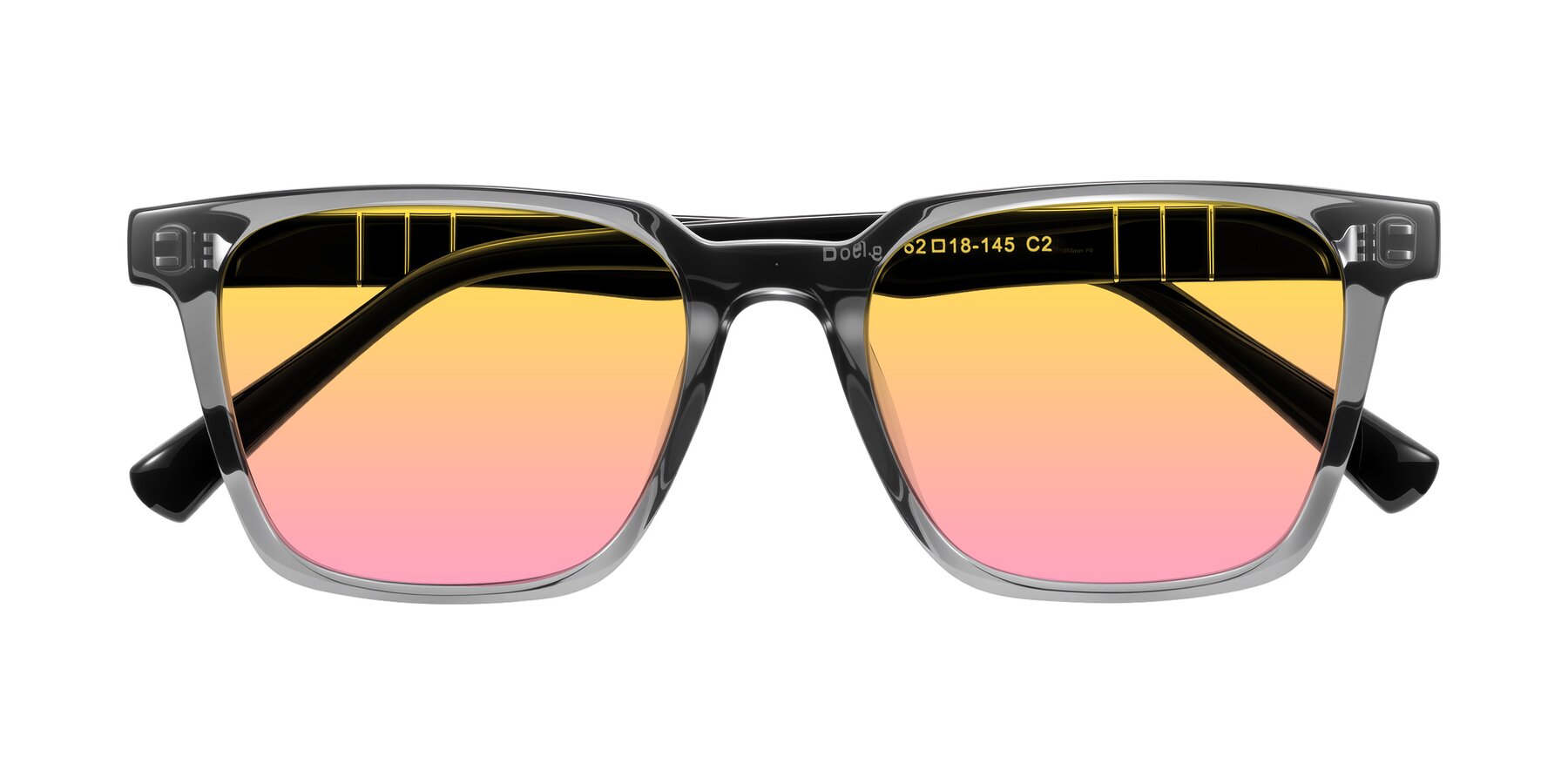 Folded Front of Doelum in Gray/Black with Yellow / Pink Gradient Lenses