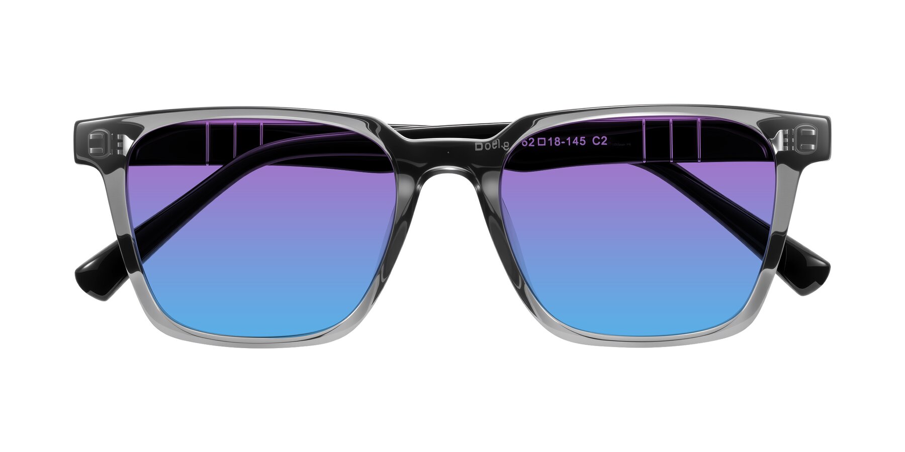 Folded Front of Doelum in Gray/Black with Purple / Blue Gradient Lenses