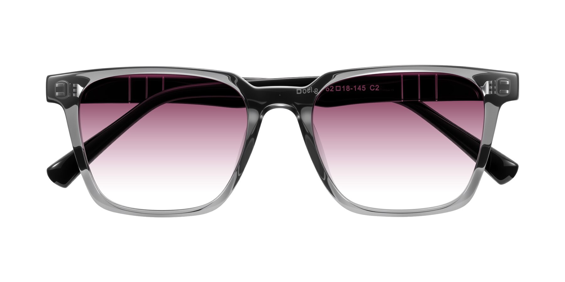 Folded Front of Doelum in Gray/Black with Wine Gradient Lenses