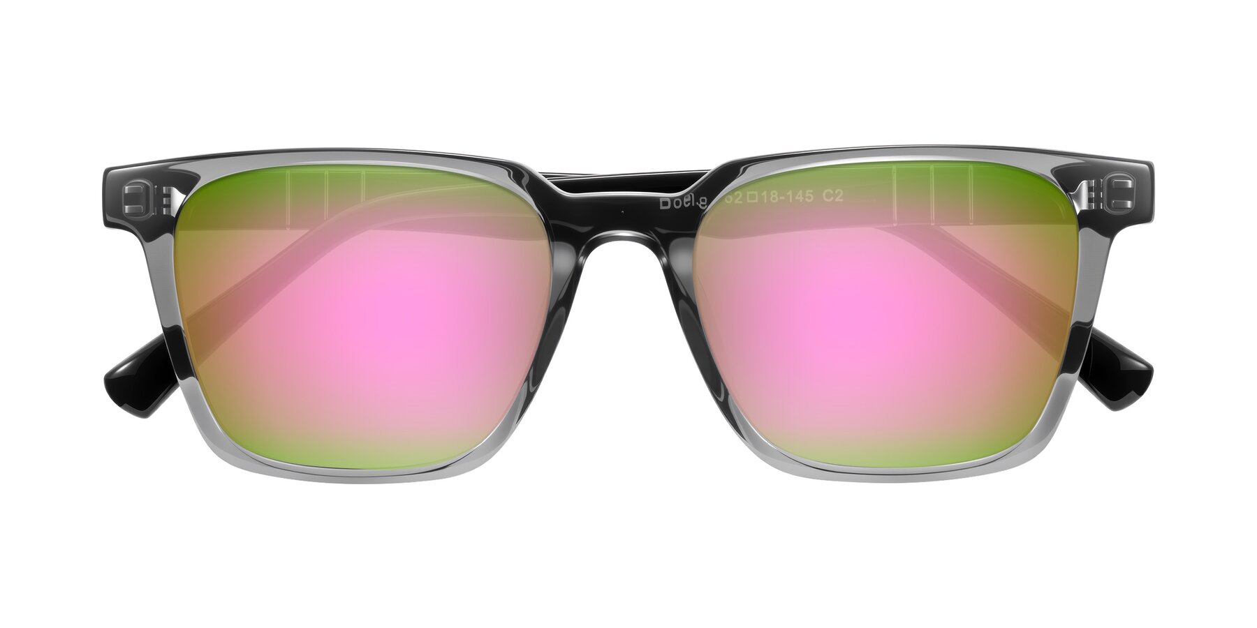 Folded Front of Doelum in Gray/Black with Pink Mirrored Lenses