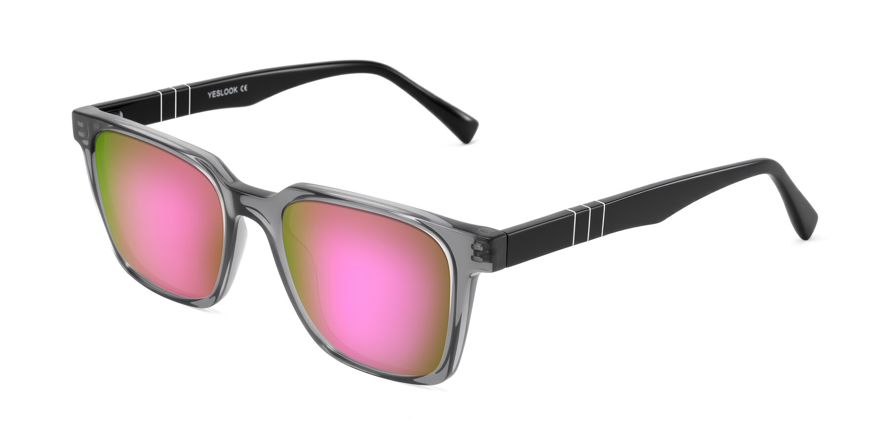Angle of Doelum in Gray/Black with Pink Mirrored Lenses