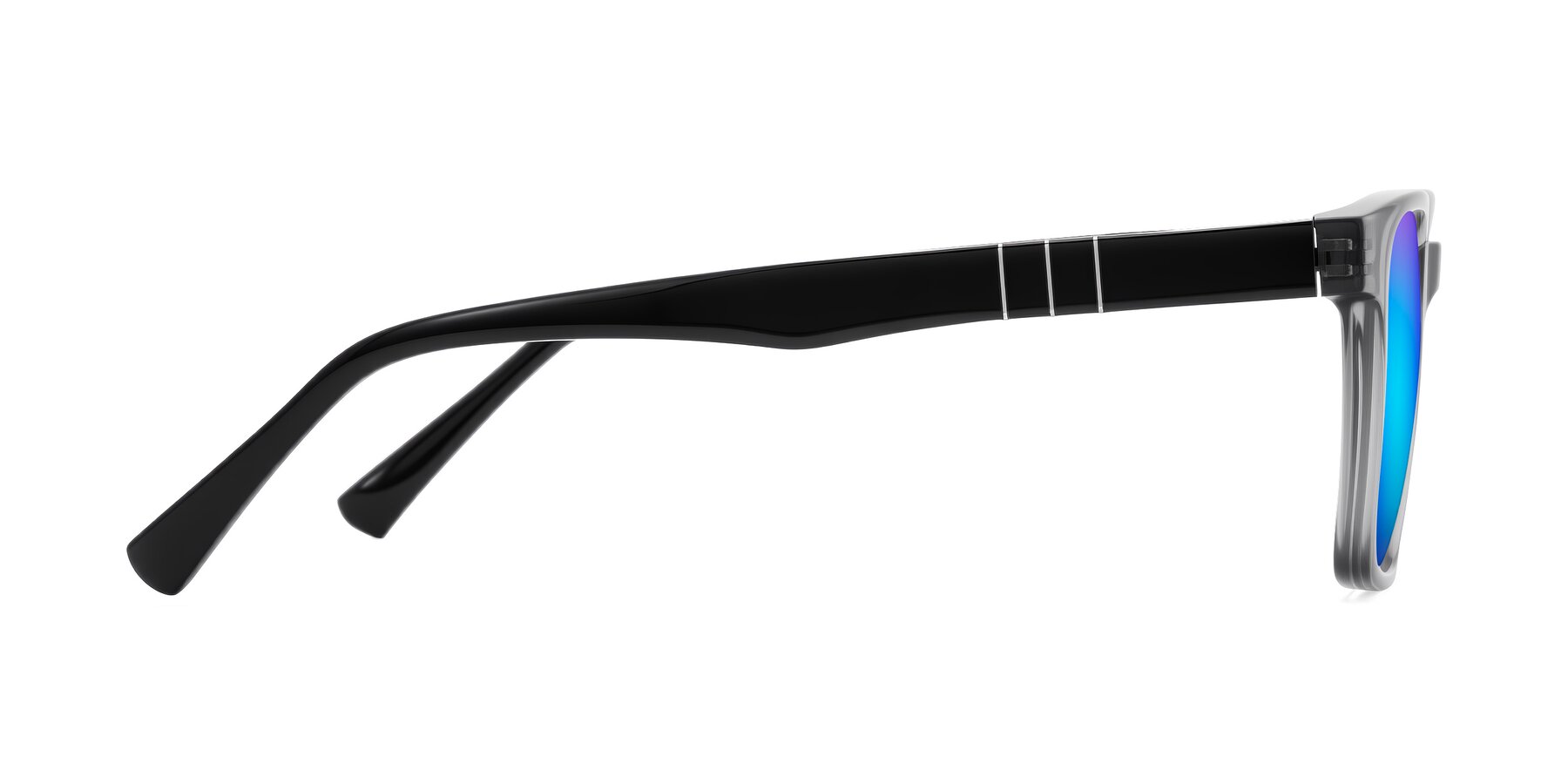 Side of Doelum in Gray/Black with Blue Mirrored Lenses