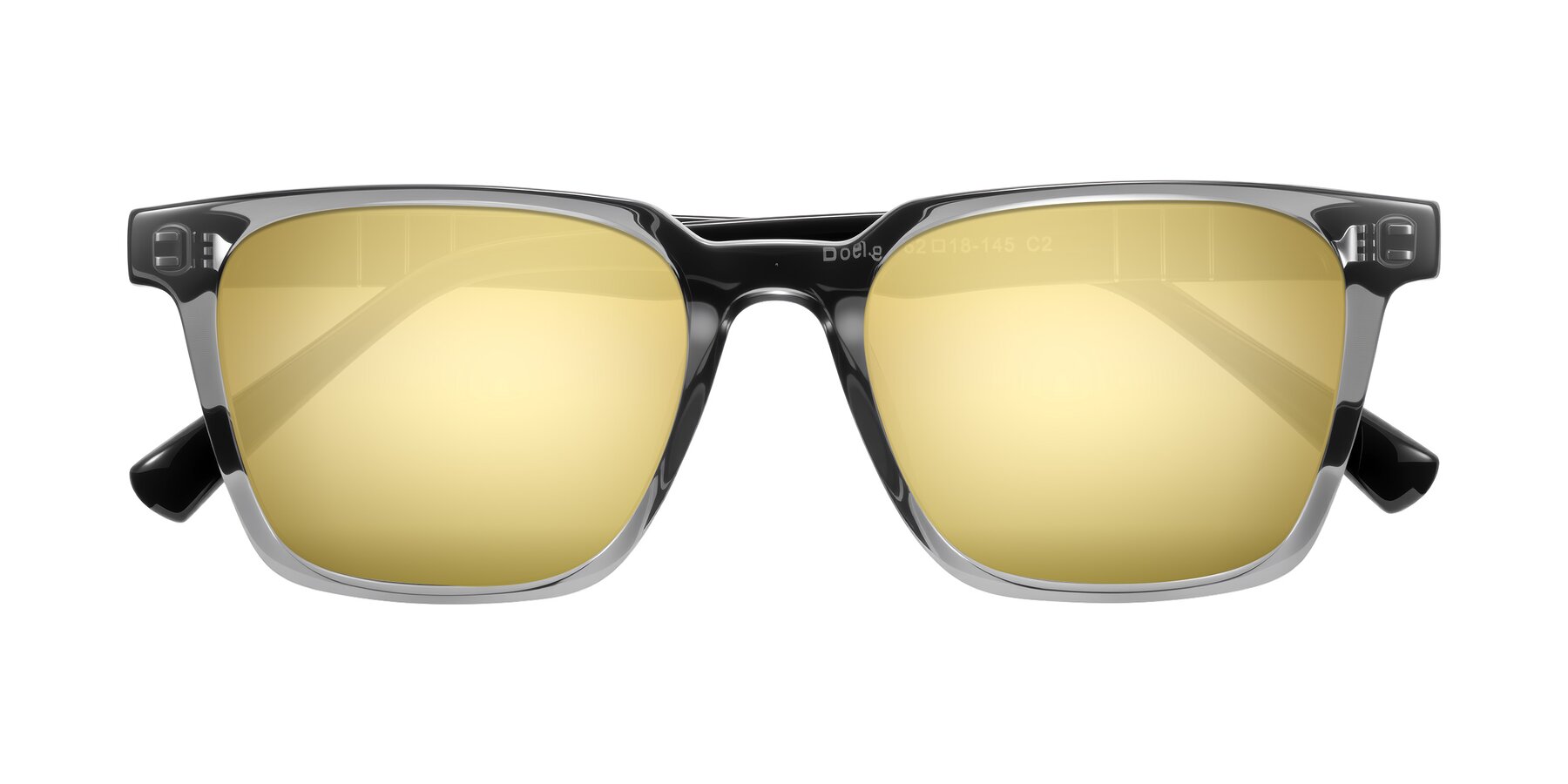 Folded Front of Doelum in Gray/Black with Gold Mirrored Lenses