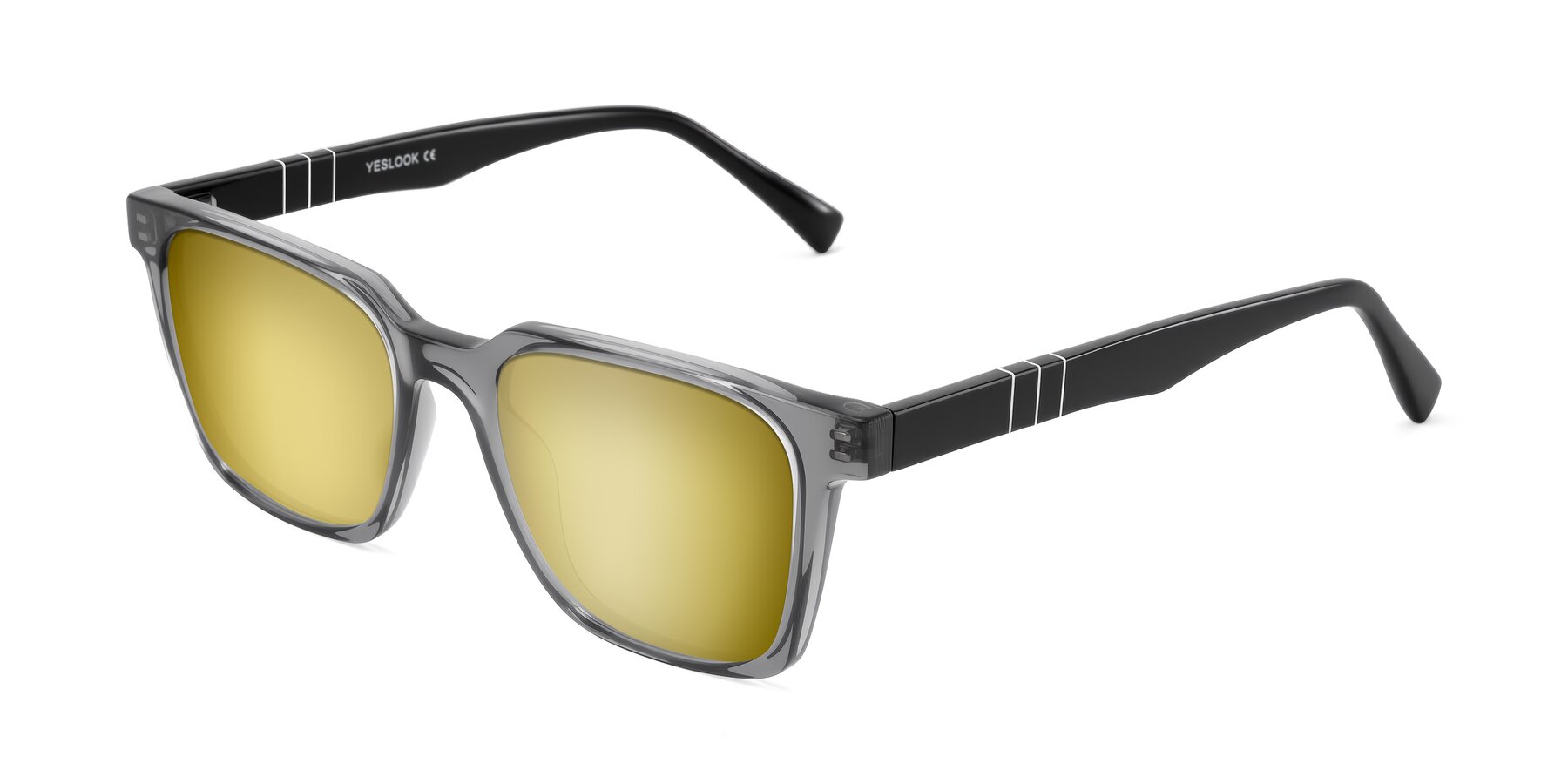 Angle of Doelum in Gray/Black with Gold Mirrored Lenses
