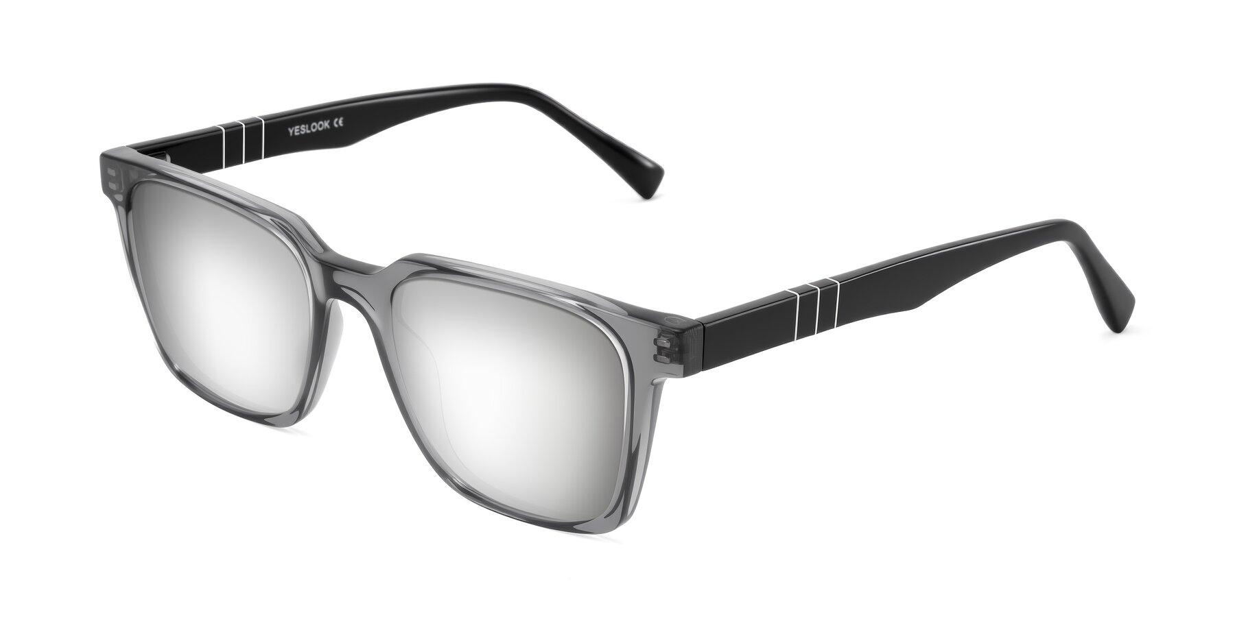Angle of Doelum in Gray/Black with Silver Mirrored Lenses