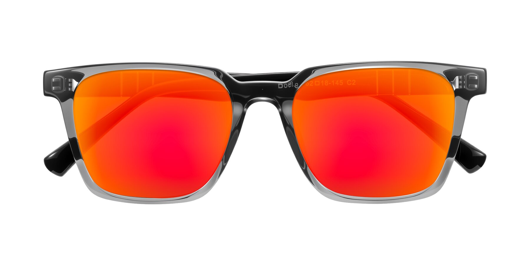 Folded Front of Doelum in Gray/Black with Red Gold Mirrored Lenses