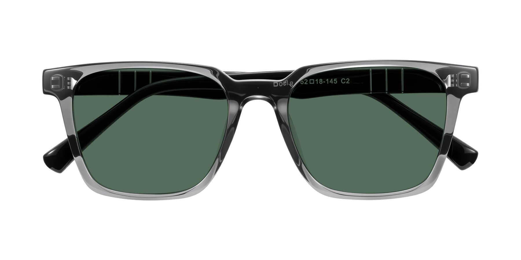 Folded Front of Doelum in Gray/Black with Green Polarized Lenses