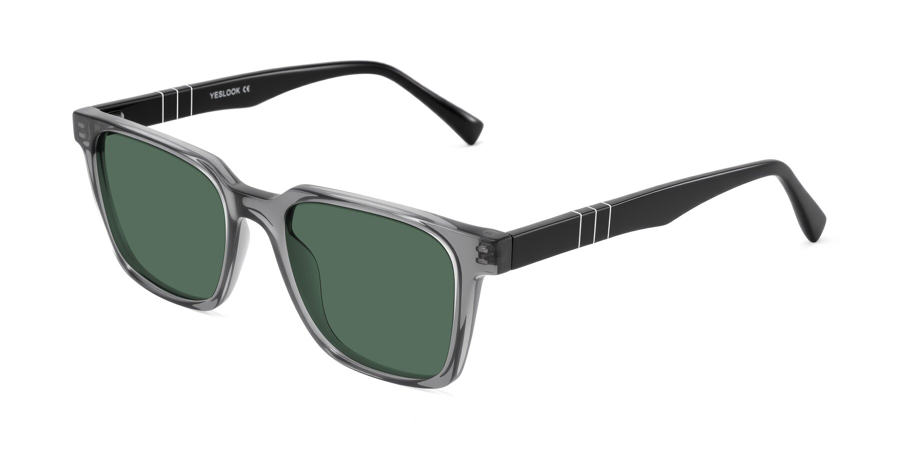 Angle of Doelum in Gray/Black with Green Polarized Lenses