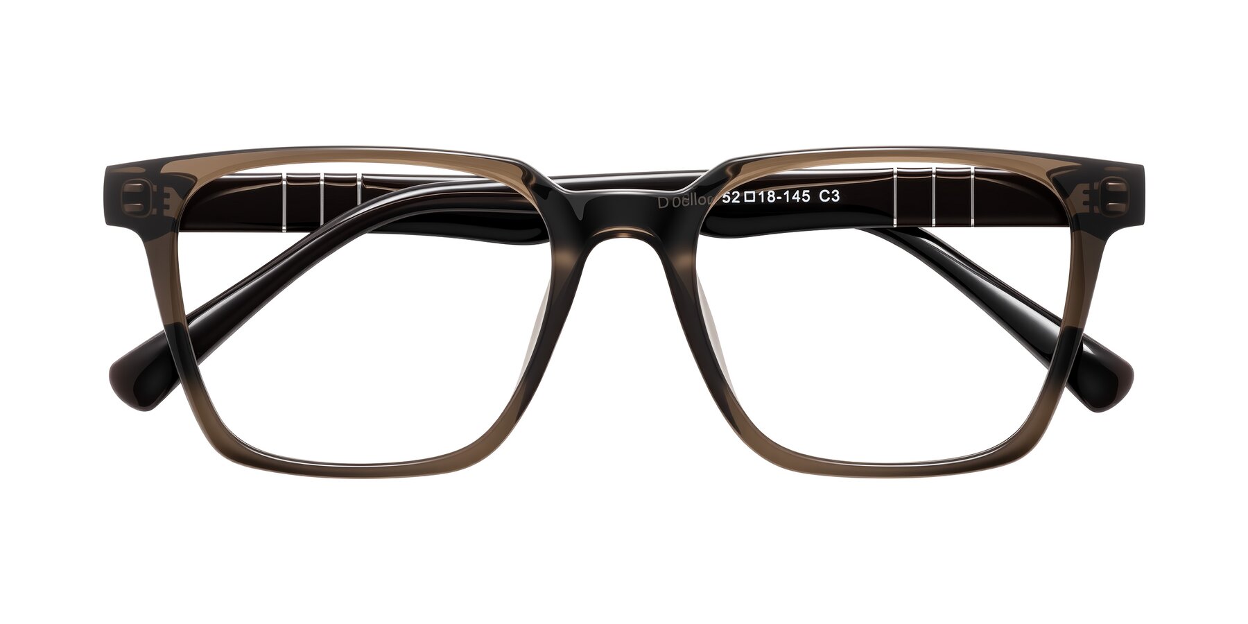 Folded Front of Doelum in Brown with Clear Reading Eyeglass Lenses
