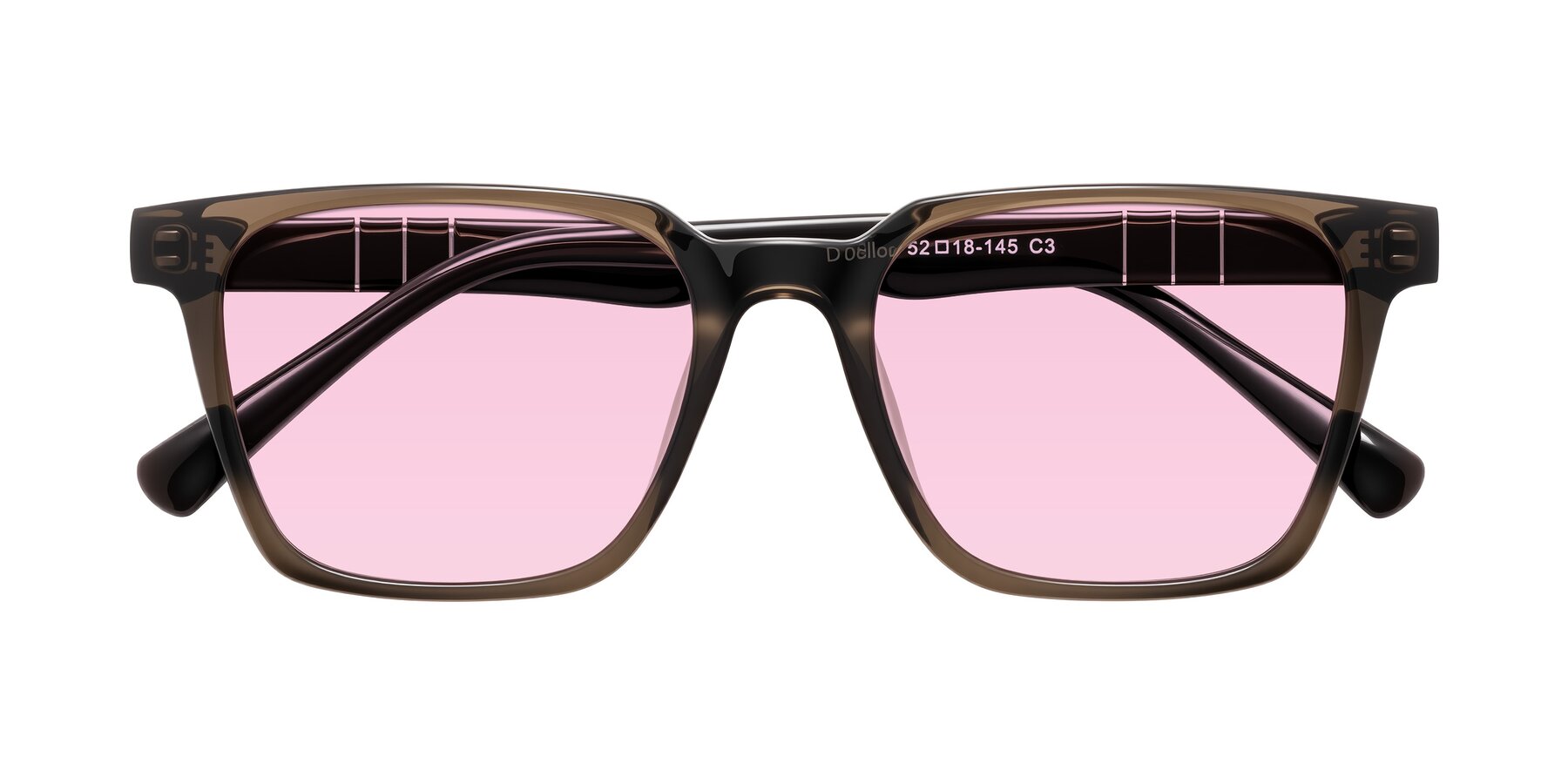 Folded Front of Doelum in Brown with Light Pink Tinted Lenses