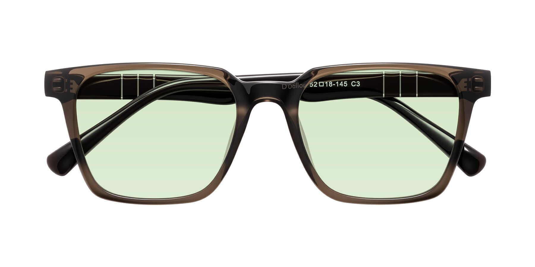 Folded Front of Doelum in Brown with Light Green Tinted Lenses