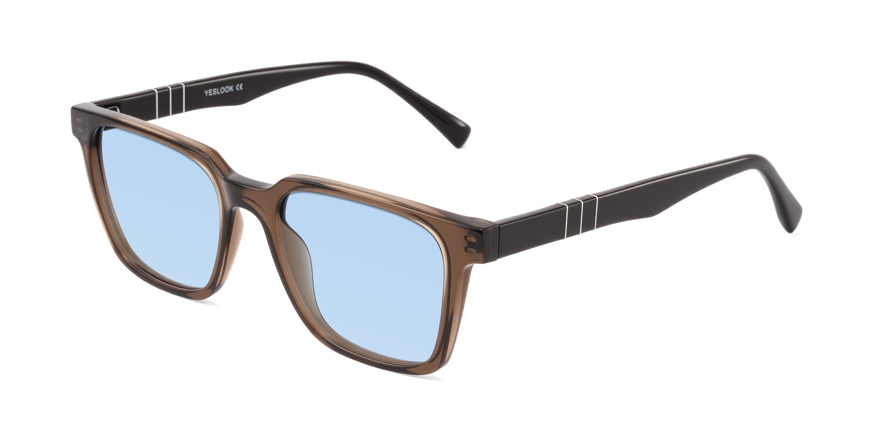 Angle of Doelum in Brown with Light Blue Tinted Lenses