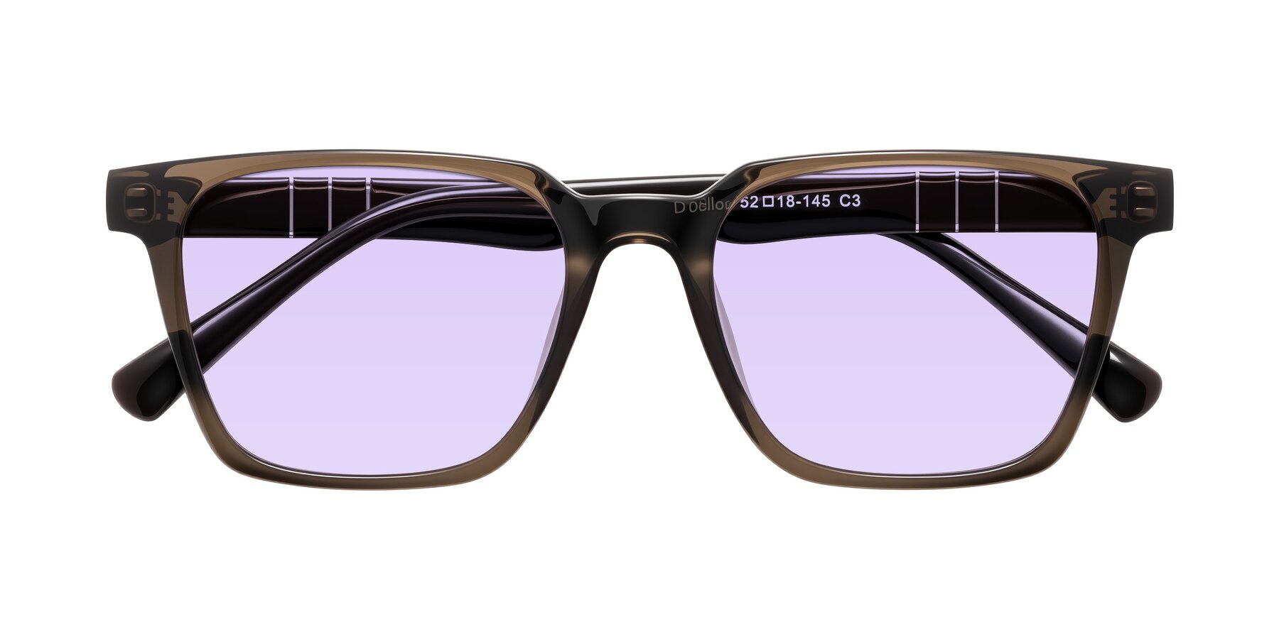 Folded Front of Doelum in Brown with Light Purple Tinted Lenses