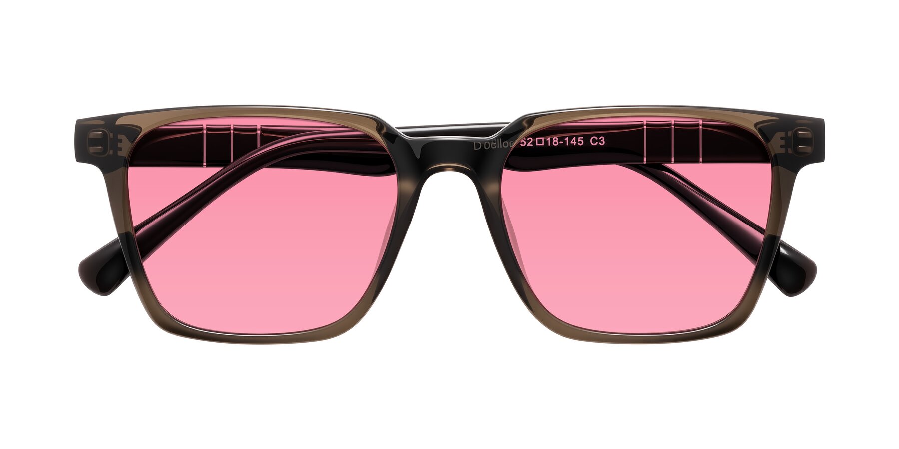 Folded Front of Doelum in Brown with Pink Tinted Lenses