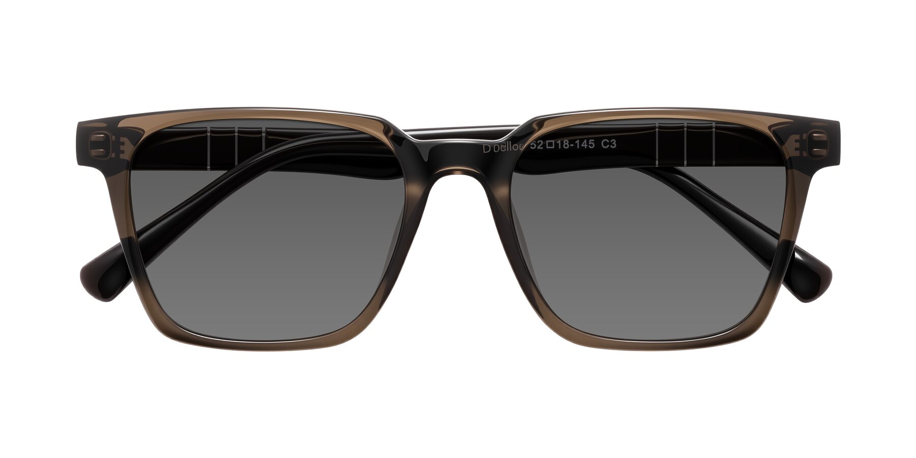 Folded Front of Doelum in Brown with Medium Gray Tinted Lenses