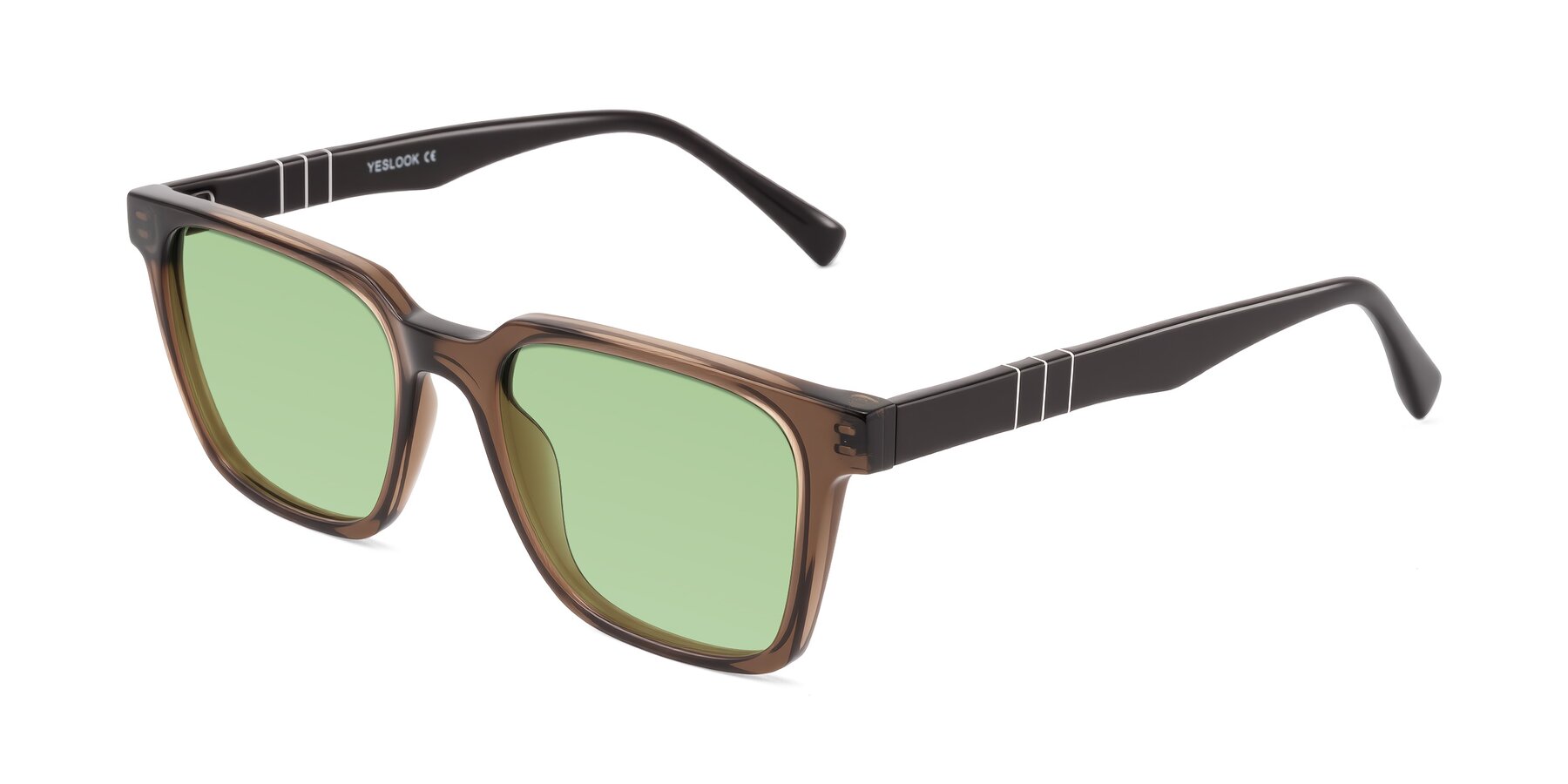 Angle of Doelum in Brown with Medium Green Tinted Lenses