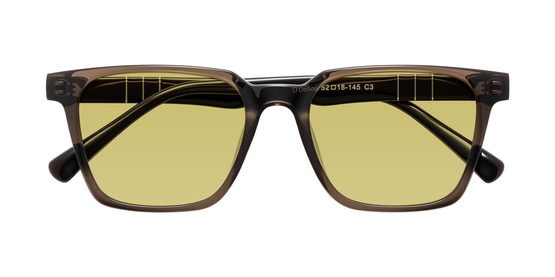 Folded Front of Doelum in Brown with Medium Champagne Tinted Lenses