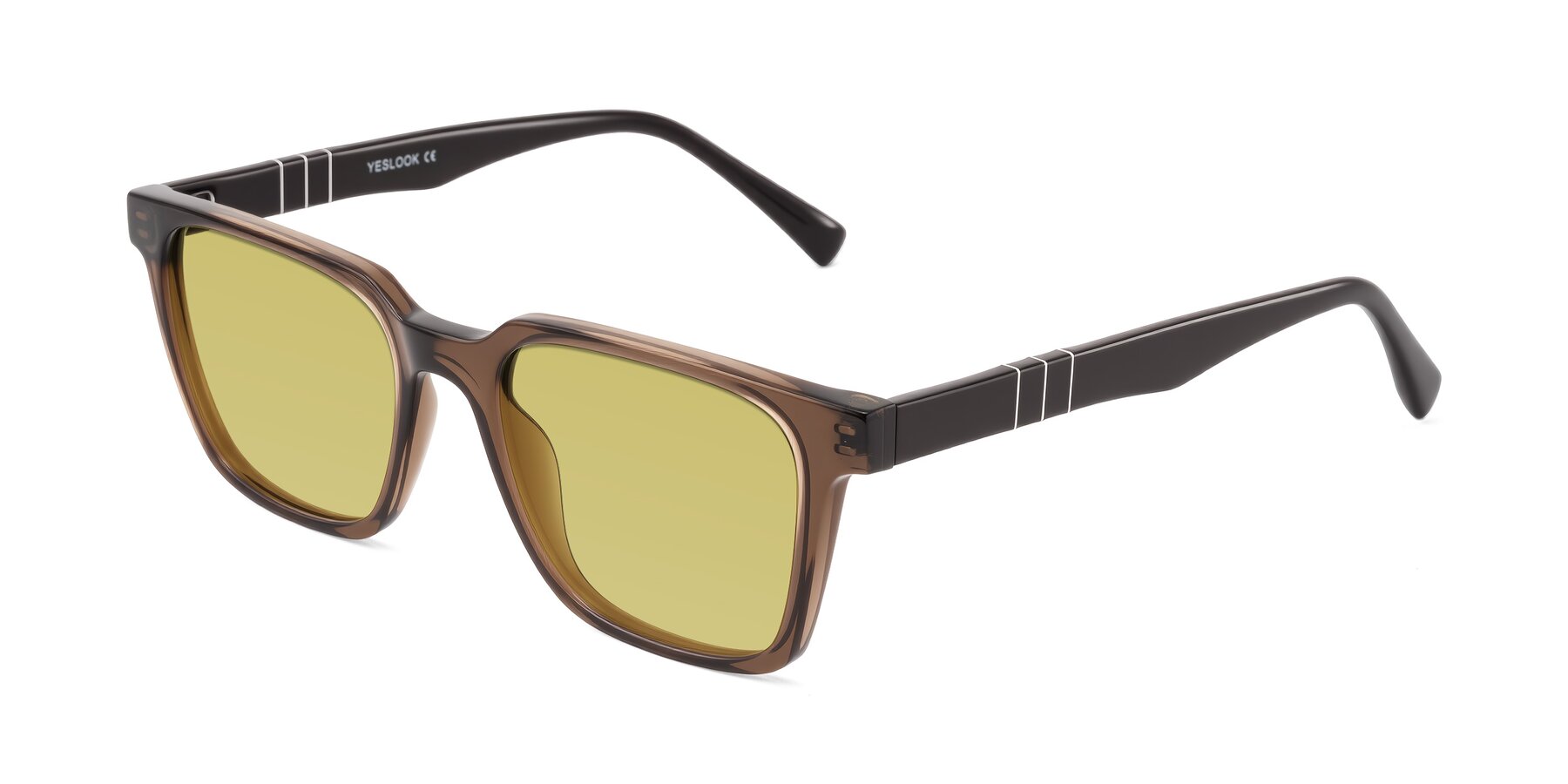 Angle of Doelum in Brown with Medium Champagne Tinted Lenses