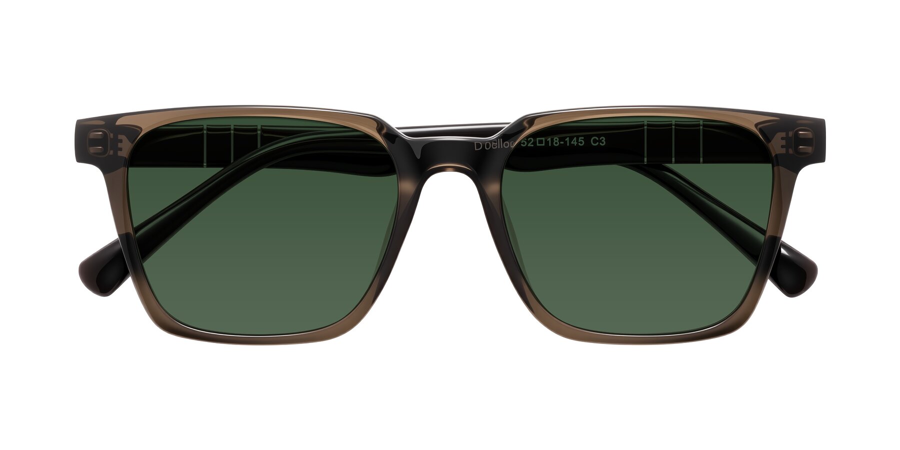 Folded Front of Doelum in Brown with Green Tinted Lenses