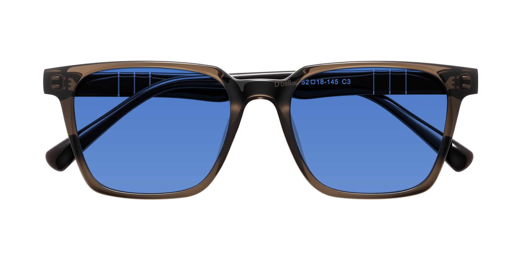 Folded Front of Doelum in Brown with Blue Tinted Lenses