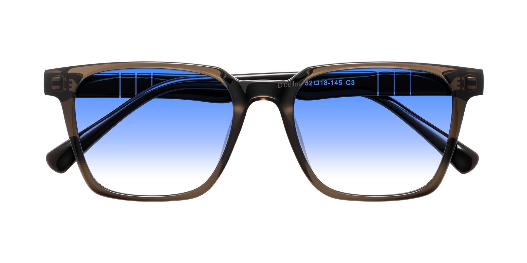 Folded Front of Doelum in Brown with Blue Gradient Lenses